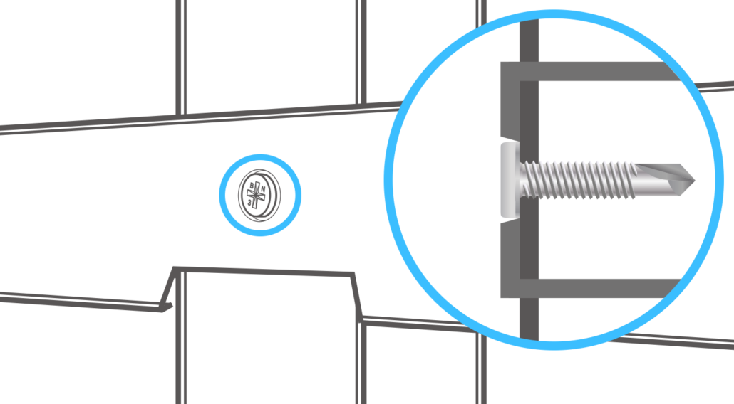 internal roof insulation - flat top concealed frame fixing fasteners