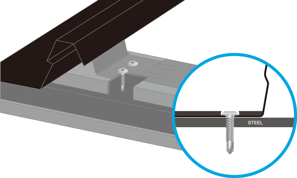 internal roof insulation - wafer head concealed fixing fasteners