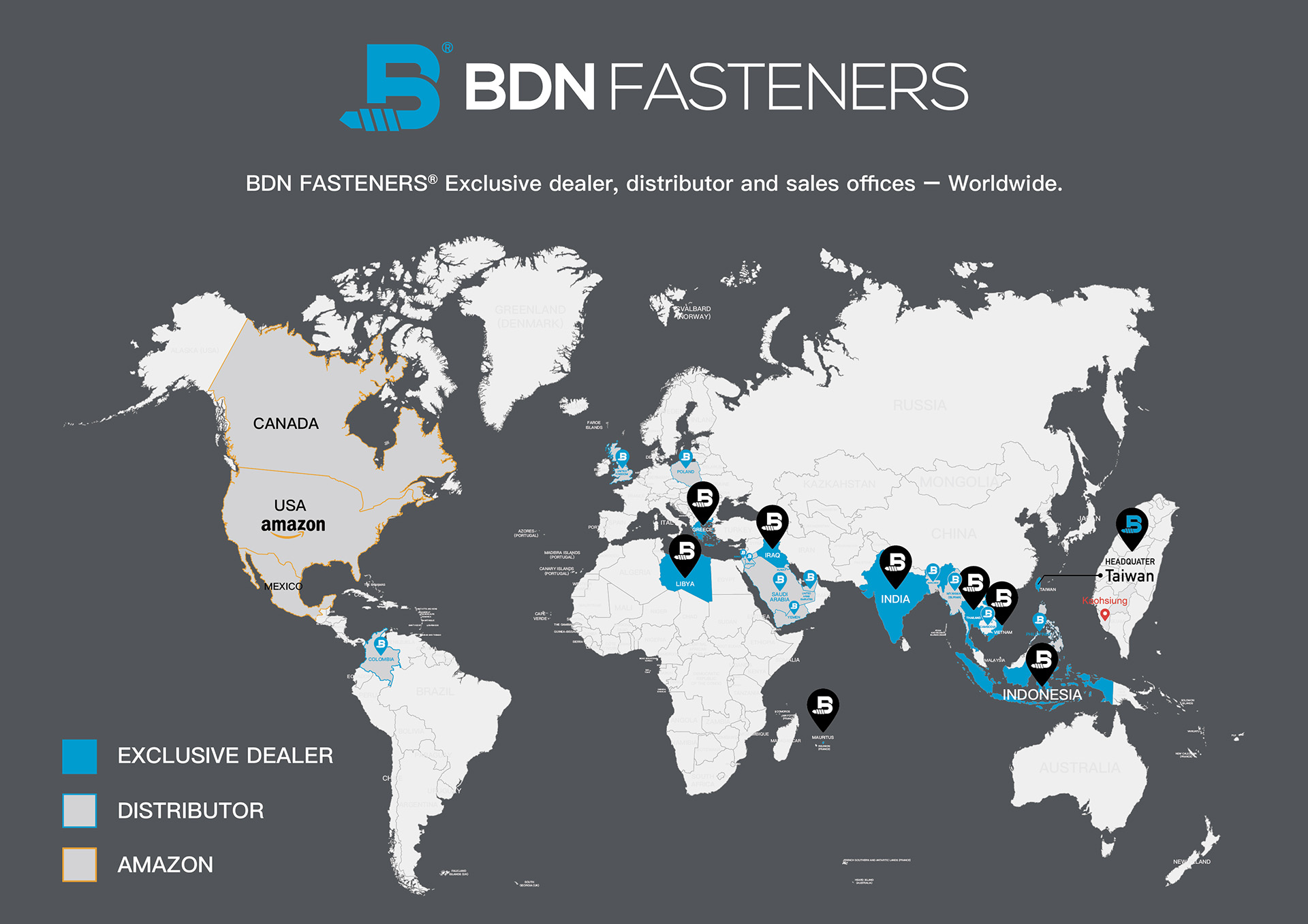 BDN FASTENERS® Sales offices Worldwide