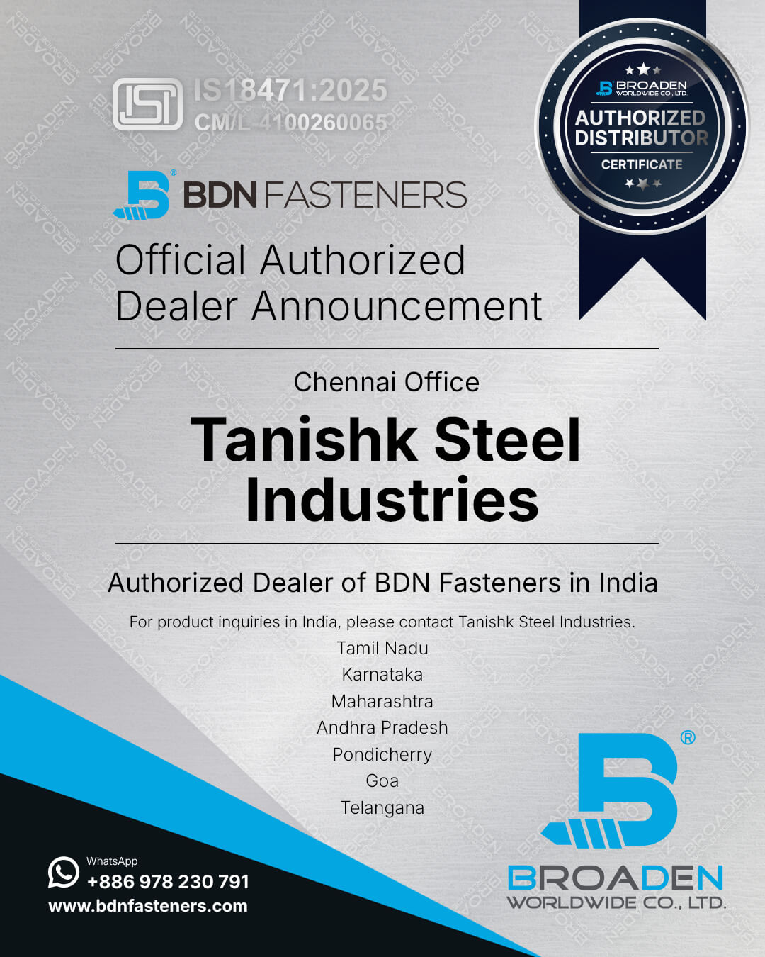 BDN Fasteners Authorized Dealer - Tanishk Steel Industries