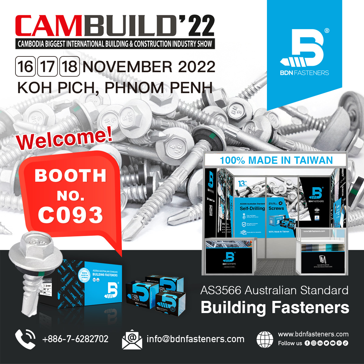 Cambuild 2022 Exhibition - BDN Fasteners Booth No C093