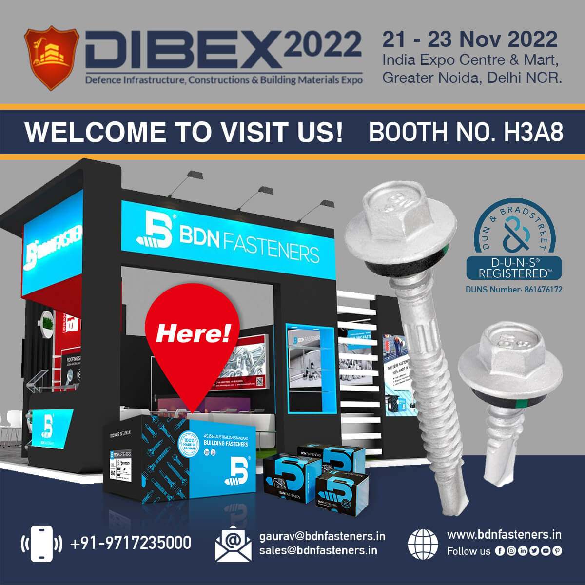 DIBEX 2022 – India Expo centrev (21 - 23 Nov, 2022) BDN Fasteners