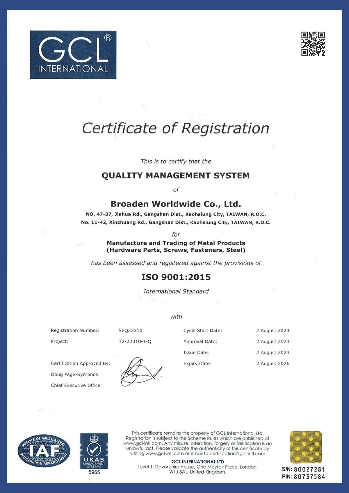 BDN Fasteners ISO 9001:2015