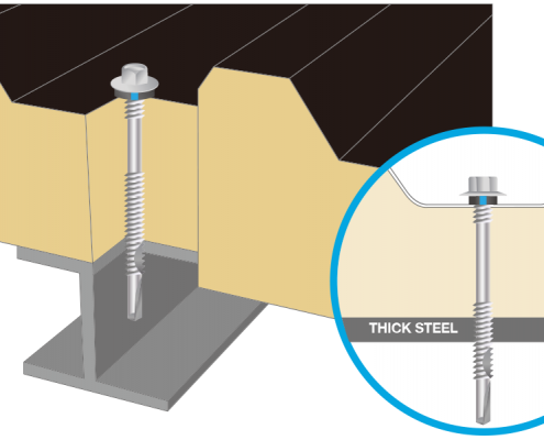 Application - Fixing to thick steel (sandwich panel screw) BDN Fasteners® Made in Taiwan